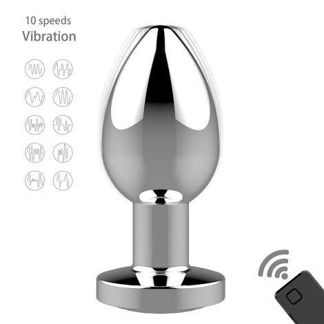 Stymulator-Rechargeable Butt Plug Vibrator USB 10 Functions - Silver - 3