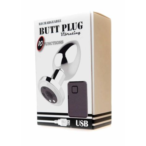 Stymulator-Rechargeable Butt Plug Vibrator USB 10 Functions - Silver - 6