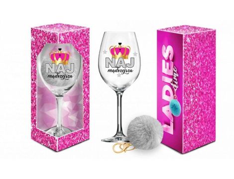 LADIES TIME - kieliszek do wina Signoria 700ml + pompon  - Najmądrzejsza