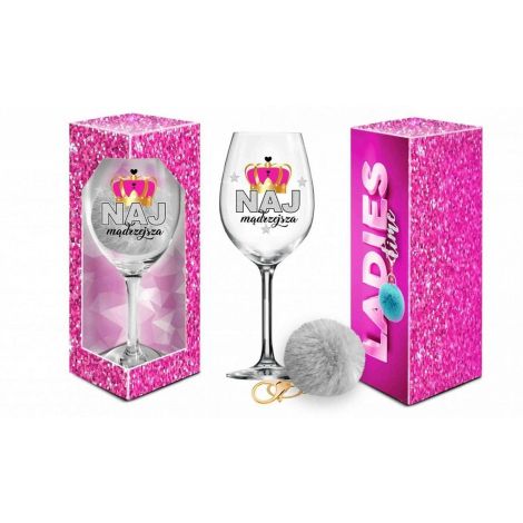 LADIES TIME - kieliszek do wina Signoria 700ml + pompon  - Najmądrzejsza