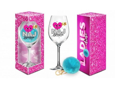 LADIES TIME - kieliszek do wina Signoria 700ml + pompon  - Najfajniejsza