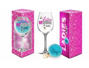 LADIES TIME - kieliszek do wina Signoria 700ml + pompon - Jestem niewinna