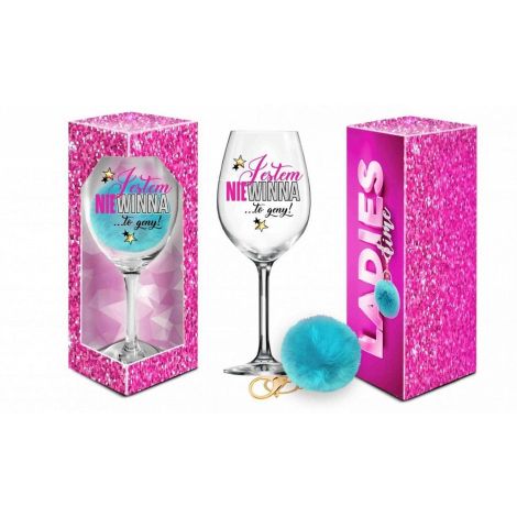 LADIES TIME - kieliszek do wina Signoria 700ml + pompon - Jestem niewinna