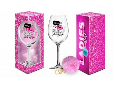 LADIES TIME - kieliszek do wina Signoria 700ml + pompon  - Najpiękniejsza