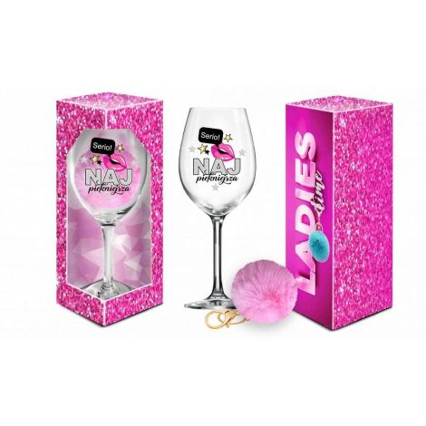 LADIES TIME - kieliszek do wina Signoria 700ml + pompon  - Najpiękniejsza