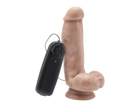 Dildo 6in. with Balls Vibrator Light skin tone