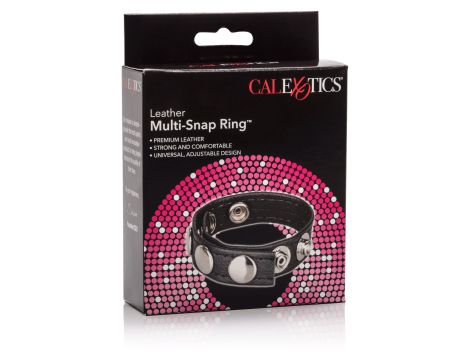 Leather Multi-Snap Ring Black - 2