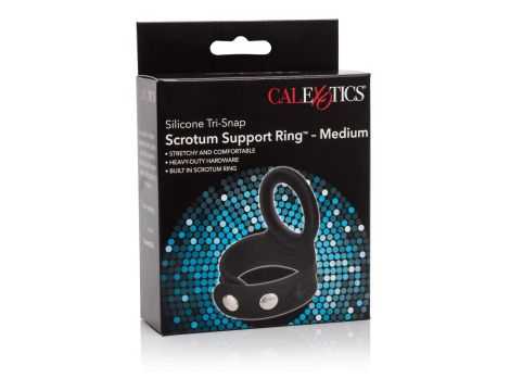 3-Snap Scrotum Ring - Medium Black - 2