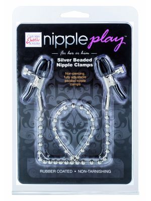 Silver Beaded Nipple Clamps Metal - image 2