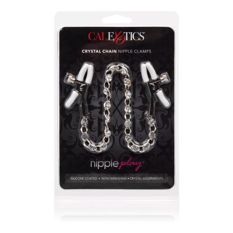 Crystal Chain Nipple Clamps Silver - 2