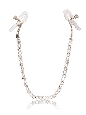 Crystal Chain Nipple Clamps Silver