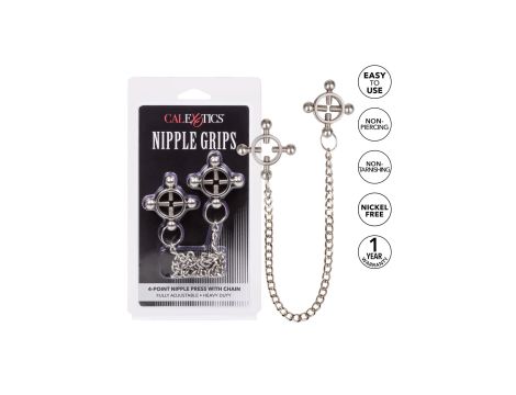 4 Point Nipple Press w Chain Black - 6