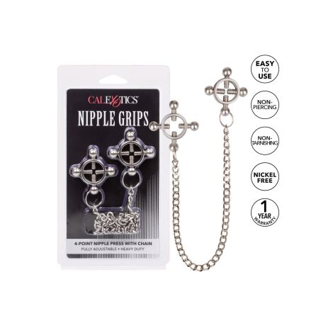 4 Point Nipple Press w Chain Black - 6