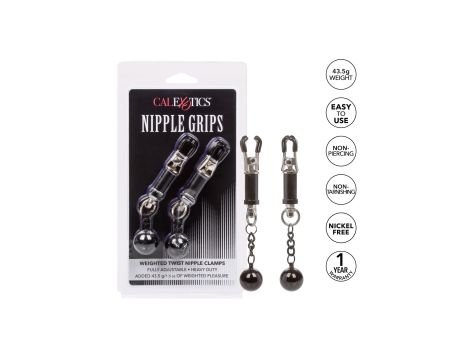 Weighted Twist Nipple Clamps Silver - 6