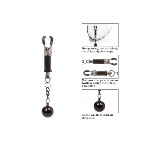 Weighted Twist Nipple Clamps Silver - 5