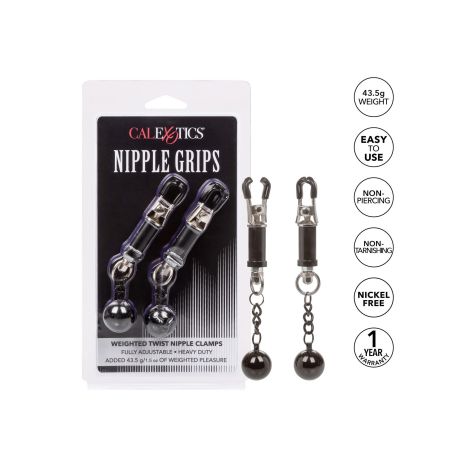 Weighted Twist Nipple Clamps Silver - 6