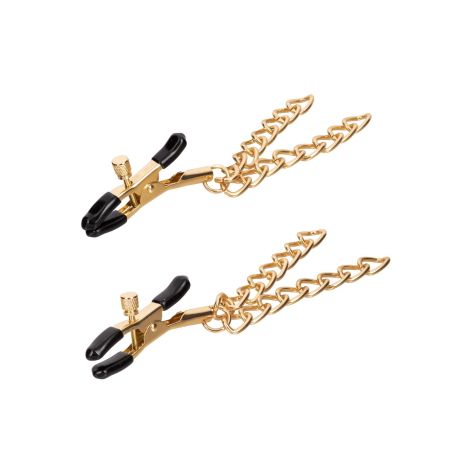 Ride Em Denim Nipple Clamps Gold - 3