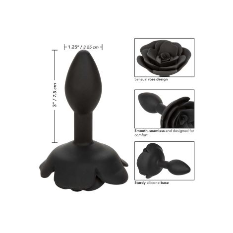 Small Rose Anal Plug Black - 7