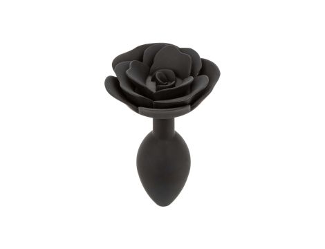 Large Rose Anal Plug Black - 3