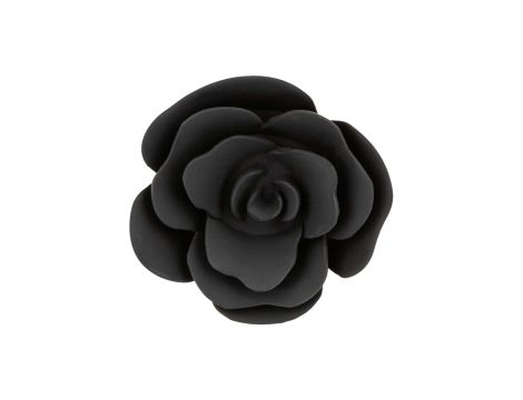 Large Rose Anal Plug Black - 6