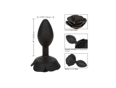 Large Rose Anal Plug Black - 7