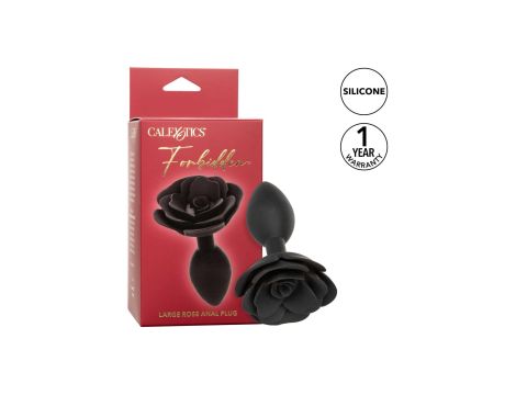 Large Rose Anal Plug Black - 8