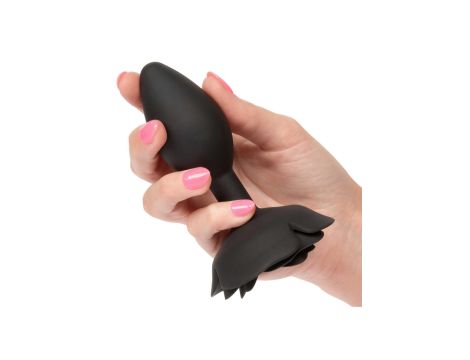 Large Rose Anal Plug Black - 9