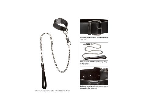 Collar With Chain Leash Black - 6