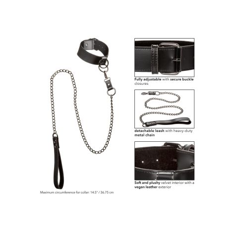 Collar With Chain Leash Black - 6