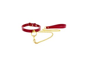 O-Ring Collar and Chain Leash Red