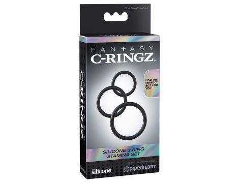 Silicone 3-Ring Stamina Set Black - 2