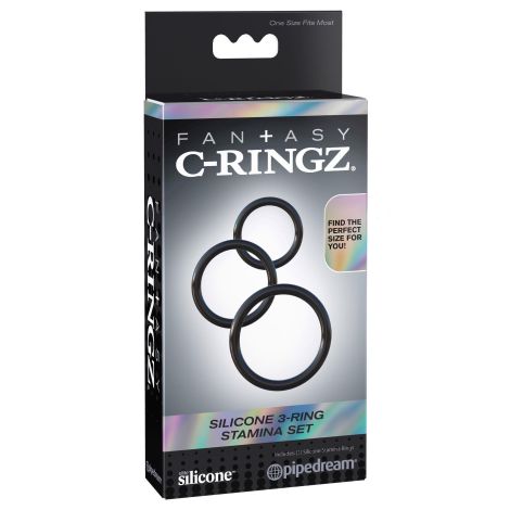 Silicone 3-Ring Stamina Set Black - 2