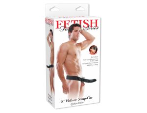 8 Inch Hollow Strap-On Black - image 2