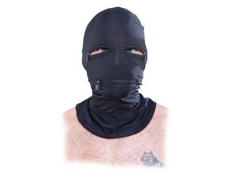 Zipper Face Hood Black