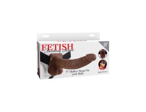 9 inch Hollow Strap-On Balls Brown skin tone - image 2