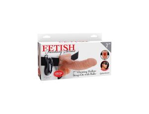 7in. Vibrating Hollow Strap-On Light skin tone - image 2