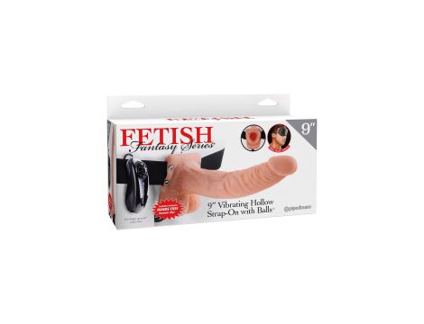 9in. Vibrating Hollow Strap-On Light skin tone