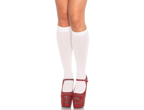 Nylon Knee Highs White - 3