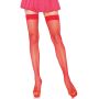 Nylon Fishnet Thigh Highs Red - 2