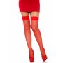 Nylon Fishnet Thigh Highs Red - 3