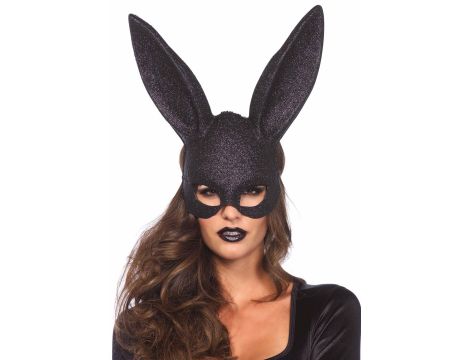 Glitter Masquerade Rabbit Mask Black