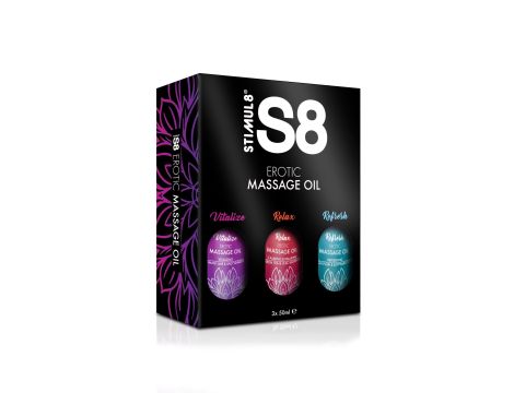 S8 Massage Oil Box 3x 50ml Multi flavour