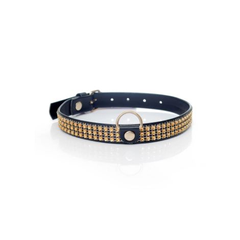 Fetish B - Series Collar with crystals 2 cm gold