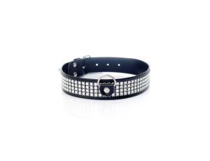 Fetish B - Series Collar with crystals 3 cm silver - image 2