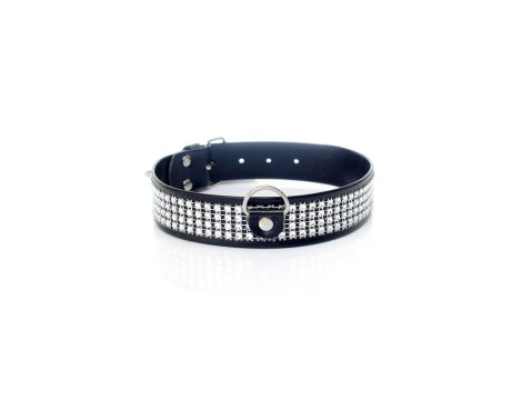 Fetish B - Series Collar with crystals 3 cm silver