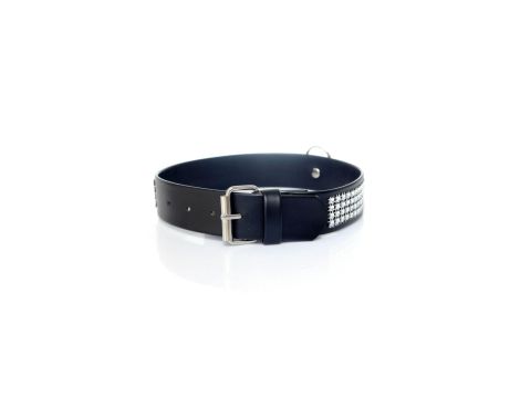 Fetish B - Series Collar with crystals 3 cm silver - 3