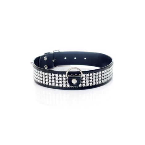 Fetish B - Series Collar with crystals 3 cm silver