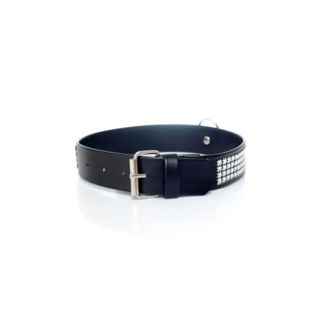 Fetish B - Series Collar with crystals 3 cm silver - 3