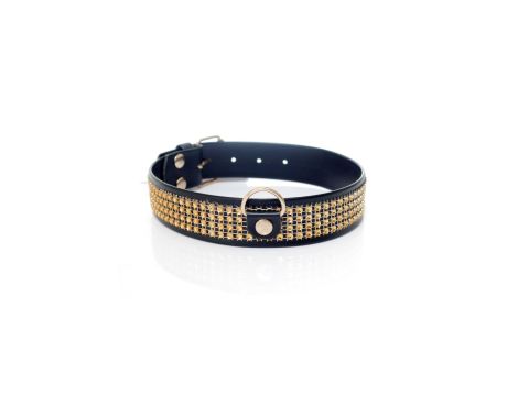 Fetish B - Series Collar with crystals 3 cm gold