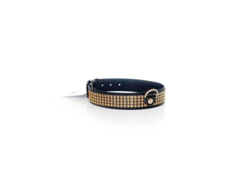 Fetish B - Series Collar with crystals 3 cm gold - 3